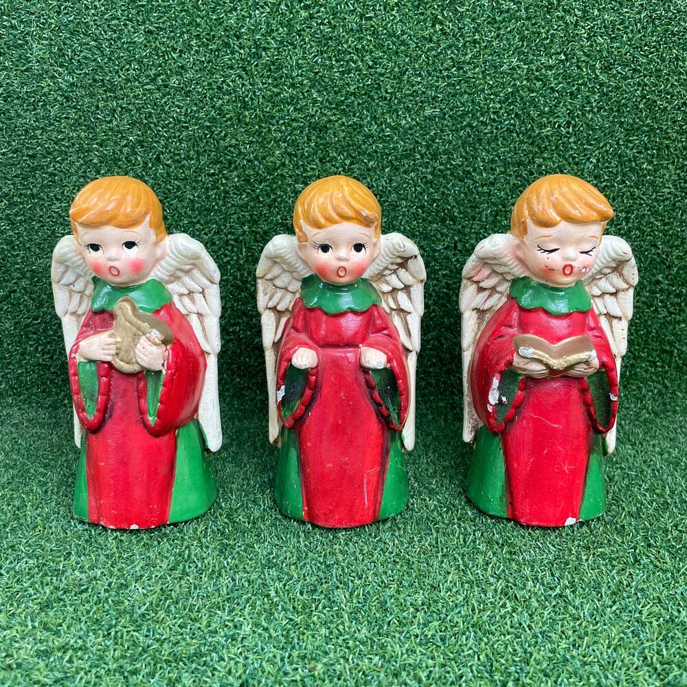 Vintage Inarco Ceramic Christmas Angel Figurines Made in Japan Lot of 3